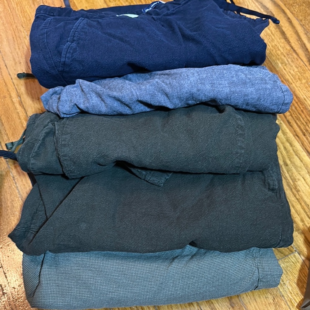 Men's Casual Pants linen pants - Blue (1), Green (3) & Grey (1). (5 pairs)